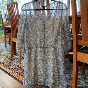 Blue floral silk flowy mini club Monaco dress